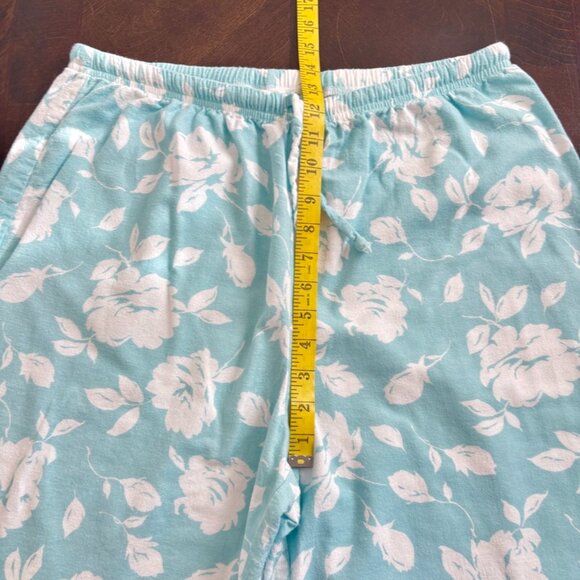 Soft Surroundings Cotton Flannel PJ Loungewear Set Sz XL Blue Floral Shabby Chic - Picture 10 of 11